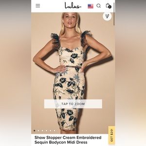 Lulus Show Stopper Cream Embroidered Dress Nwt small